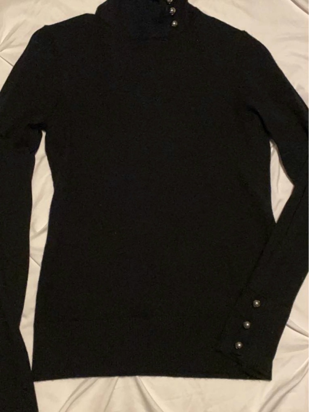 Tory Burch Black Turtleneck Sweater with Button Accents